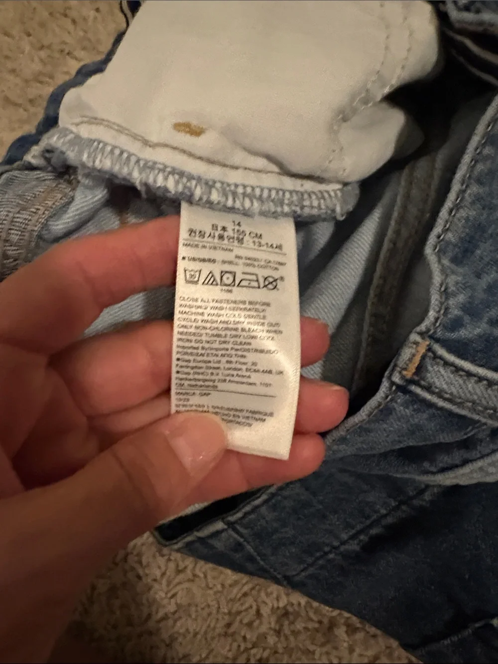 GAP Denim Shorts Set — Dark Blue, Light Blue, Pale Pink Girls 14